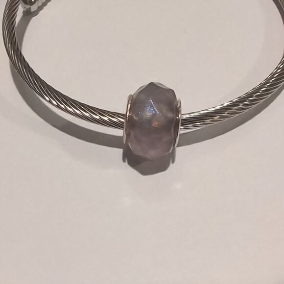 Silver Translucent Sparkly Purple Faceted Charm for Pandora Style Bracel…‎ - Picture 2 of 4